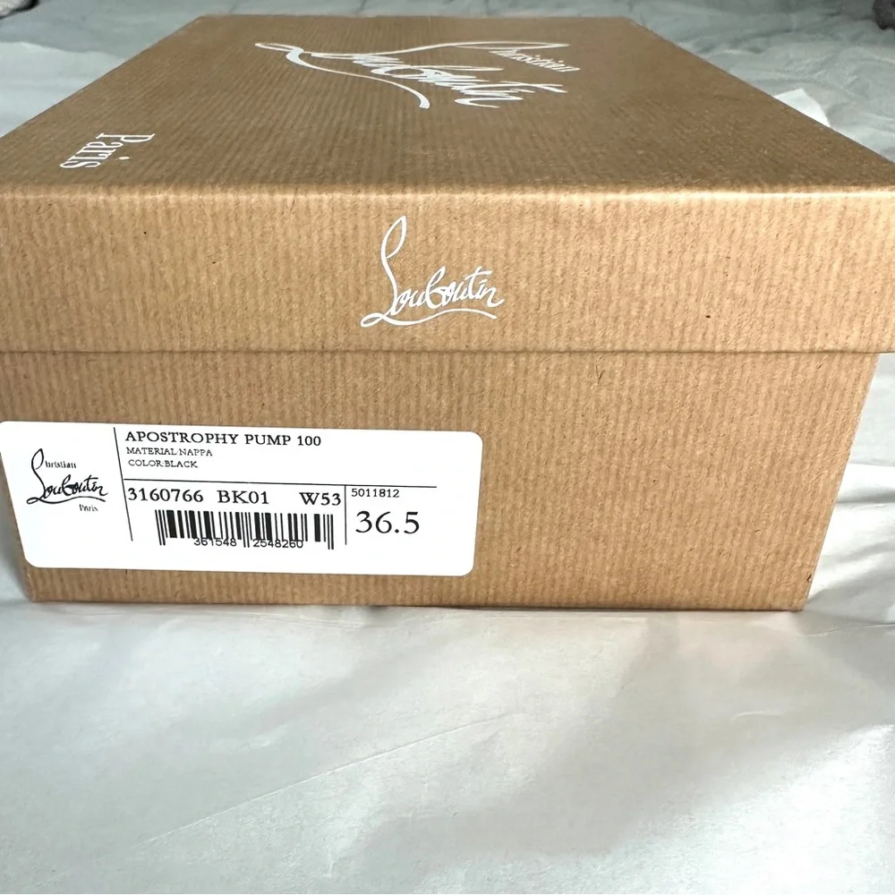 NWT Christian Louboutin Apostrophy Black Leather Pointed Red-Sole Pumps - Picture 16 of 16